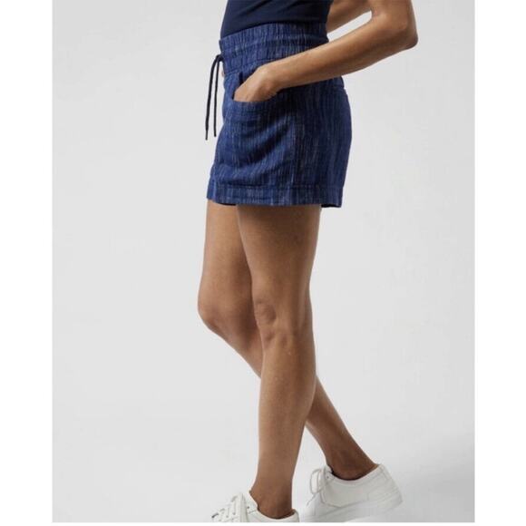 Athleta Cabo linen textured shorts navy 2 - Picture 4 of 14